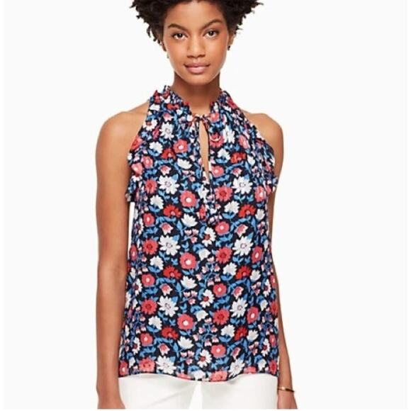 kate spade Tops - Katy spade daisy satin striped floral top size S